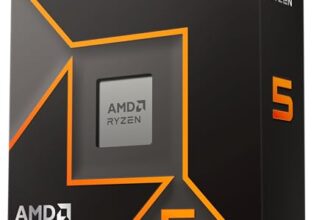 AMD Ryzen 5 9600X Desktop Processor with Integrated Radeon Graphics, 6 cores 12 Threads 32 MB Cache Base Clock 3.9GHz Upto 5.4GHz AM5 Socket, Memory DDR5 Up to 5600 MT/s, 65W TDP – 100-100001405WOF