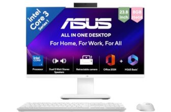 ASUS V440 (2026),i3-14th Gen,Intel Core 3 100U,Intel iGPU,8GB/512GB,FHD,23.8″(60.45 cm),Win 11,M365 Basic(1Y),Office 24,White,5.46 kg,V440VAB-KWC3001WS,with Wireless Keyboard & Mouse,All in One PC