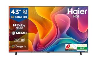 Haier H5E Series 108cm (43) 4K Ultra HD Smart LED Google TV 43H5E