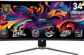 MSI 86.36 cm (34 inch) Curved UWQHD OLED Panel with DisplayHDR True Black 400, CLEAR MR13000, 139.1% SRGB, Smart Crosshair, Height Adjustable Gaming Monitor (MPG 341CQPX QD OLED)(AMD Free Sync, Response Time: 0.03 ms, 175 Hz Refresh Rate)