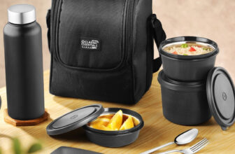 Classic Essentials Supreme Microwave Safe Set of 5 with Bottle|Bag & Cutlery 5 Containers Stainless Steel Office Lunch Box(1250 ml, Microwave Safe)