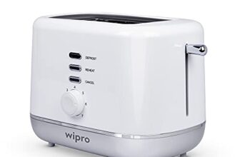 Wipro Vesta Bread Toaster 800 Watts Auto Pop up with Removable Crumb Tray, 7 Browning Levels with Defrost and Pre Heat Function (White), Standard (VA021020)