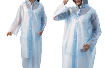 Lifelong Women’s Raincoat | 100% Waterproof | Lightweight One-Piece Girls Raincoat With Hood, Side Pocket, Snap Buttons | Portable Travel Raincoat For Hiking, Trekking, Camping (L, Sky Blue)