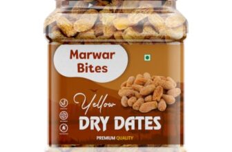 MarwarBites Yellow Dry Dates 1kg | Premium Sukha Khajoor | Natural Dry Chuhara | Sweet Pili Kharak | Traditional Indian Kharek | Jar Pack for Festive Use & Everyday Snacking