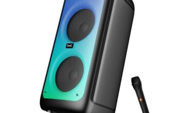 boAt Partypal 390/400 Speaker w/ 160 W Signature Sound, Karaoke with 2 Microphone Input Ports, Up to 6 hrs Playtime, EQ Modes, TWS Mode, Bluetooth v5.3, AUX & USB Type-C Port, Space Black