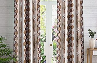 Cortina 2 Piece Abstract Design Panel Eyelet Polyester Window Curtains – 5 Feet, Brown