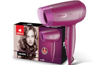 Havells 1000W Foldable Hair Dryer|Blow Dry for Men & Women|2 Temperature Settings|Travel Friendly|360° Radial Inlet| ThermoProtect Feature| HD1845