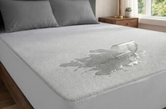 MollisHomes Waterproof Mattress Protector Double Bed – King (78″ X 72″|Dustproof, Soft Terry Cotton, Hypoallergenic & Breathable Fitted Elastic Mattress Cover (Grey, King (78″ X 72″))