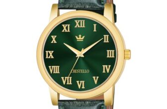 CRESTELLO Green Faux Leather Strap Analog Wrist Watch for Men (Green Dial) | 1 Year Warranty* | CR-GLD252-GRN