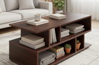 Green Soul Carya Engineered Wood Coffee Table (Walnut) | Living Room Center Table | 1 Surface Top and 2 Shelves | 90 x 40 x 38.8cm | Warranty Protected