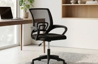 Royaloak Aero Mesh Medium Back Office Chair | Ergonomic Study Chair with Breathable Nylon Mesh, Cushioned Seat & Height Adjustment | 360° Swivel, Fixed Armrests & Smooth Caster Wheels