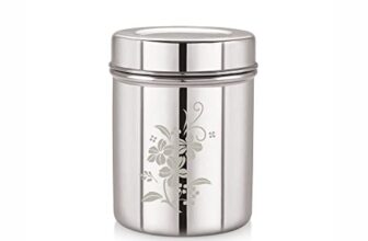 Neelam Stainless Steel 11 (22G) Lazer Etching Deep Dabba, 1400 ml, Silver – Durable & Elegant Storage Container with Flower Printed, Ideal for Storing Food, Perfect for Daily Uses