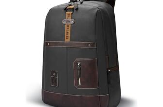Gear Classic 6 18″/31L Antitheft Large Faux Leather Water Resistant Laptop backpack/Laptop backpack/Casual Backpack/Daypack/Travel Backpack/College Bag For Men/Women(Black-Brown)
