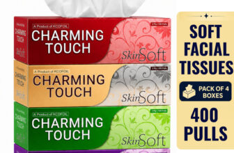 Kcofoil Charming Touch Facial Tissue Box |400 Pulls, 2 Ply Soft Face Tissue Paper(4 Tissues)