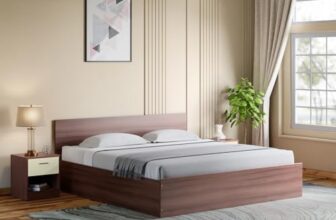 Interio by Godrej EWA Engineered Wood Bed with Box Storage (Queen), 1-Year Warranty, Brown, Particle Board