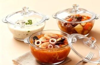 Glass Casserole Dish with Lid, 1000ml, Clear, Heat-Resistant, Microwave and Dishwasher Safe, for Soups and Stews – 1 pcs