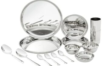 Amazon Brand – Solimo Dinner Set | Stainless Steel | Mirror Finish | Set of 12- Solid