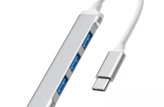Zeorgia 4-in-1 USB-C Hub | Type-C to USB Adapter Splitter with 1 USB 3.0 & 3 USB 2.0 High-Speed Ports | Compact Multiport Expander for Laptop & PC (Silver)
