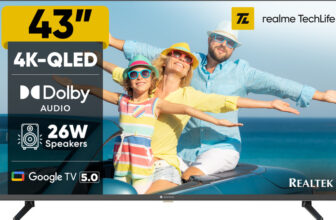 realme TechLife 108 cm (43 inch) QLED Ultra HD (4K) Smart Google TV 2026 Edition(43UHDGQRDDRQ)