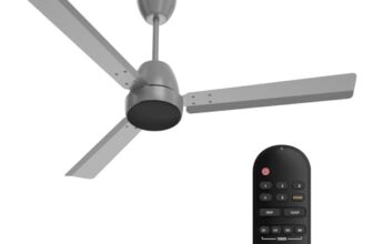 Crompton Energion Nucleoid 1200mm BLDC Ceiling Fan | Remote Control | BEE 5 Star Rated | Upto 60% Energy Efficient | 24 Watt | High Air Delivery | Low Noise | 4 Years Brand Warranty | Metallic Grey