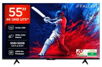iFFALCON 139 cm (55 Inches) 4K UHD Smart LED Google TV | 144Hz VRR | 3GB RAM | Dolby Vision & Atmos | Game Master | 55U75