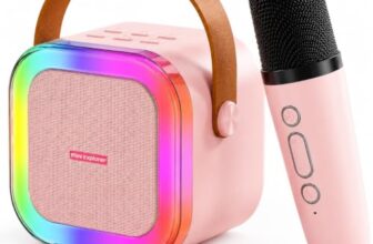 MiniExplorer Rechargeable Wireless Mini Portable Bluetooth Karaoke Machine | Bluetooth Speaker with Microphone & LED Lights – Kids Music Singing Toys for Girl Boy Birthday Gift Ideas