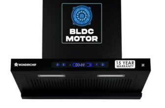 Wonderchef Ultra Sleek 60cm Filterless Auto-clean Kitchen Chimney with Oil Collector, BLDC Motor, Suction 1800 m3/hr, Motion Sensor + Touch Control, 15-Yr Warranty on Motor & 5-Yr Comprehensive, Black