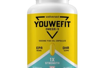 YouWeFit Daily Strength Omega 3 Fish Oil Capsules – 60 Soft Gels With 180mg EPA & 120mg DHA To Supports Heart & Joint Health | Omega 3 Supplement 1000mg