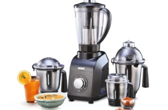 USHA 1200W TurboX Mixer Grinder | Faster and finer grinding | 100% Copper motor for long life, durability | 4 Stainless Steel Jars With Fruit Filter | 24000 rpm | 90 minutes continuous run time