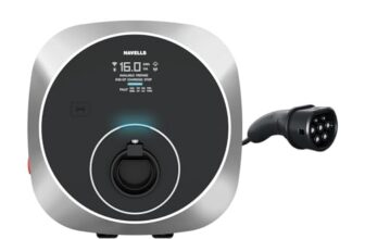 Havells 11 kW MotrON GT Smart EV Charger with Display |2m & 5m Output TPU Cable|Wi‑Fi, GSM, LAN, 4G, RFID|Type-2|OCPP 1.6, ARAI, IEC|IP66, IK10 & UV Safe |10+ Electrical Safety Features|2 Yr Warranty