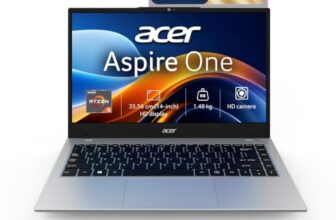 Acer Smartchoice Aspire One, AMD Ryzen 5-40, 8GB LPDDR5 RAM/ 256GB SSD, 14.0″/35.56cm WXGA Display, Win 11 Home, Pure Silver, 1.48KG, A114-43, Thin and Light Laptop