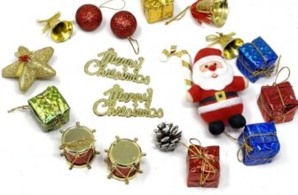 Christmas Decoration Combo Pack | 18 Pcs | Items for Home & Office | Festive Hangings, Stickers, Bells, Balls, Foam Ornaments | PoPo Toys ®