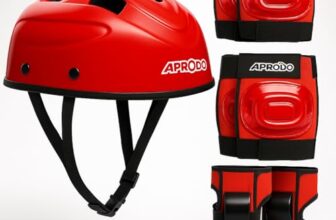 Aprodo Kids Sports Protective Gear Set | from Beginner to Advanced | for Ages 3-5-8-14 Boys & Girls | Includes Knee & Elbow Pads, Wrist Guards | Ideal for Skateboarding, Cycling & Scooter (Red)