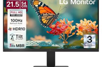 LG 22U401A 54.61 cm (22 Inch) Full HD (1920×1080) VA Monitor with 100Hz, 5ms (GtG),VGA, HDMI, 3-Side Virtually Borderless Design, sRGB 99% (Typ.), HDR 10, 1ms MBR, Reader Mode, Flicker Safe (2026)