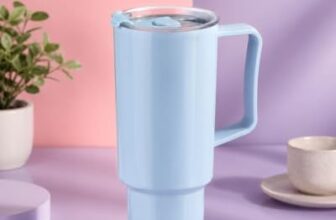 Clazkit 1200ML Tumbler with Handle & Straw, Plastic Travel Cup, Leakproof Reusable Mug for Cold Beverages, Office, Gym & Car – Blue