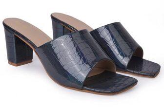 ACTION Signora Women’s Block Heel Sandals Signora114-Blue-4| Stylish Rose Pink Slip On| Open Toe Faux Leather Sandals with Snake Print | Comfortable Fashion Heels for Casual