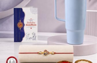Oblivion OM Multicolor Rakhi for Brother & Bhaiya with Travel Tumbler-1800ml – Raksha Bandhan Gift Set with Roli Tikka, Pooja Coin & Greeting Card | Festive Gifting Idea for Family, Pack of 5