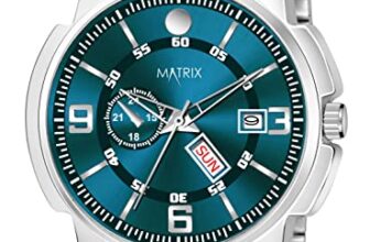 Matrix Superior Day & Date Functioning, Stainless Steel Strap Analog Watch for Men & Boys (Green)