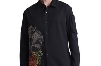Jack & Jones Men Graphic Print Cotton Regular Fit Black Shirt