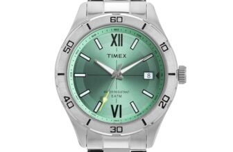 TIMEX Analog Watch for Men with Green Dial & Silver Stainless Steel Bracelet Band – Water Resistant Men’s Wrist Watches -TWEG295SMU01