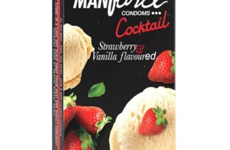 Manforce Cocktail Condoms with Dotted-Rings, Strawberry & Vanilla Flavoured- 10 Pieces