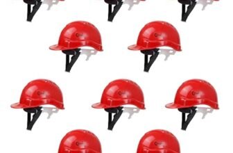 Robustt Safety Helmet – Red (Pack of 10) | Adjustable Headband | Heavy Duty Material | As Per ISI Safety Standard | Non Irritant and Soft Fabric | Lightweight and Durable
