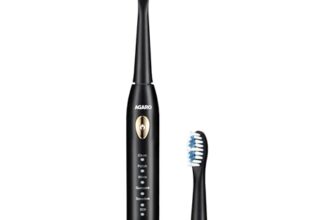 AGARO COSMIC LITE Sonic Electric Tooth Brush For Adults With 5 Modes, 2 Brush Heads & Rechargeable With 4 Hours Charge Lasting Up To 25 Days, Power Toothbrush, (Black)