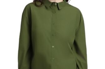 Forever 21 Women’s Solid Regular Fit Shirt (FWS24CWOF0068_Green