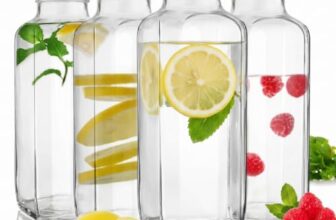CROCO JAR Transparent Glass Bottles French Square Design | BPA-Free, Stylish & Durable Water Bottle | Perfect for Beverages & Storage | 1000 ml, Set of 4