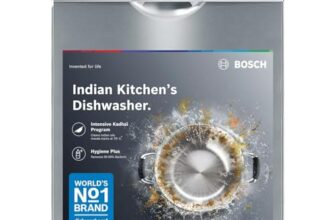 Bosch 13 Place Setting (fits up to 70 utensils) Free-Standing Dishwasher for Indian Utensils | Hygiene+ & Intensive Kadhai Program (SMS66GI01I, Inbuilt Heater, Removes 99.9% Germs, Silver Inox)