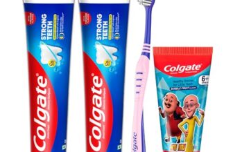 Colgate Strong Teeth Toothpaste, 300g, Bubblefruit Toothpaste for Kids (6+ years) 80g and Toothbrush (Combo Family Pack Offer)