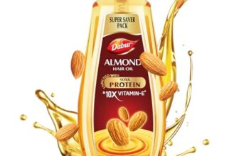 Dabur Almond Hair Oil – 650 ml|Provides Damage Protection|Non Sticky Formula|For Hair Fall control & Shiny Hair|Light Hair Oil with Almonds, Keratin Protein, Soya Protein & 10X Vitamin E (Pack of 1)