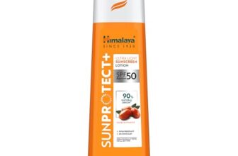 Himalaya Sun Protect+ Ultra Light Sunscreen | Lotion | 90% Natural Origin Ingredients | In vivo tested SPF 50 PA++++ | Dermatologically tested for all skin types | No white cast | For face & body | Sweat & Water Resistant | 100 ml