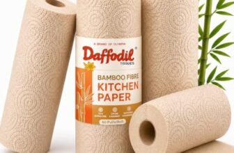 Daffodil Bamboo -2 Ply Kitchen Towel Tissue Roll | 240 Pulls (60 pulls x 4 Rolls) | 100% Eco-Friendly – Pure Bamboo Pulp |Soft & Super Absorbent | Food Safe